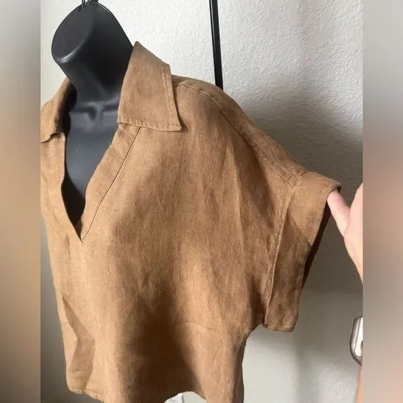 Banana Republic  Cruz Linen Utility Top Size Medium 100% Linen - Picture 4 of 12